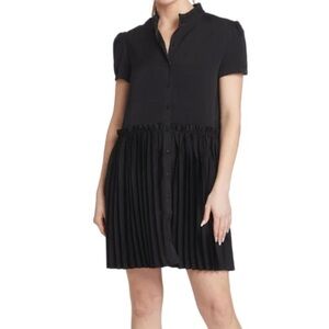 Taylor Tillman Katie Pleated Shirt Dress in Black Size XS